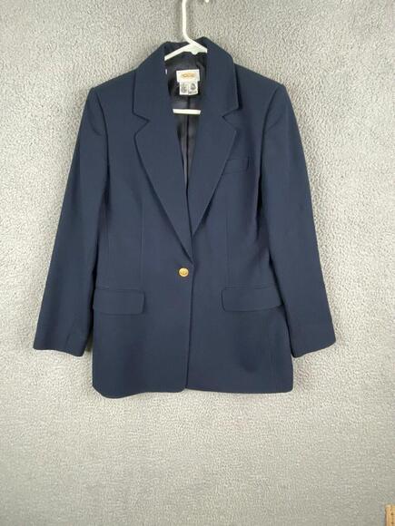 Talbots Blazer Womens 8 Blue Wool One Button Jacket - Picture 1 of 12